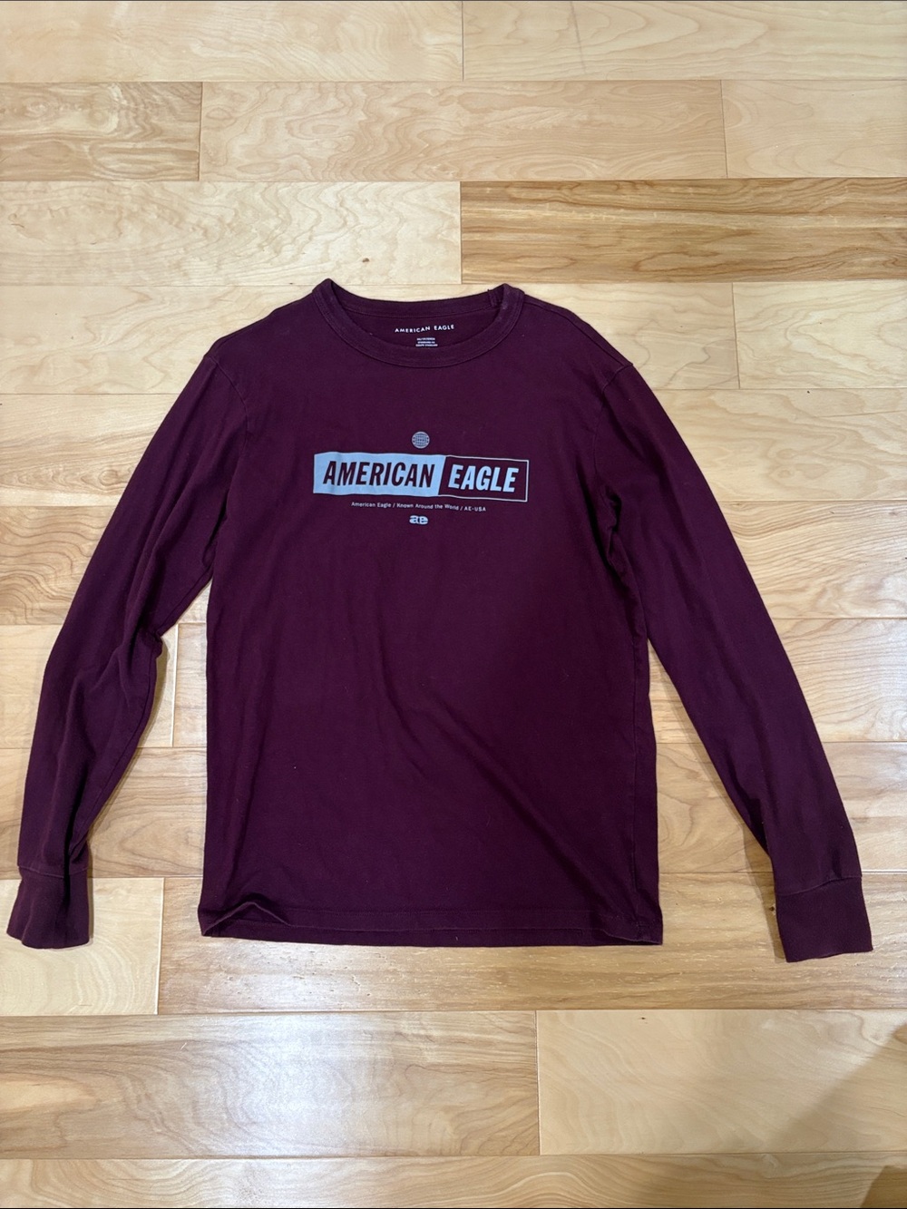 American Eagle Outfitters Long Sleeve Logo Tee - Maroon